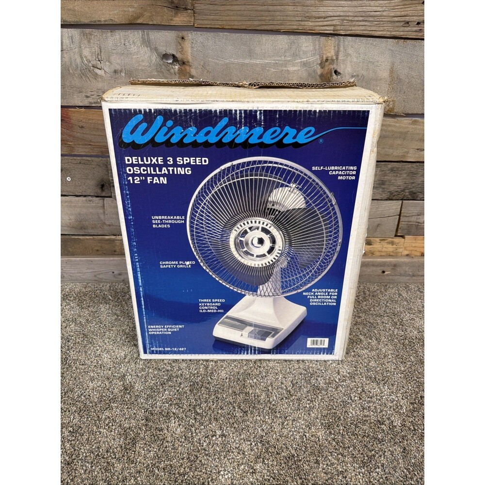 Vintage Windmere 3 Speed 16" Oscillating Electric Desk Fan 3 Blade NOS
